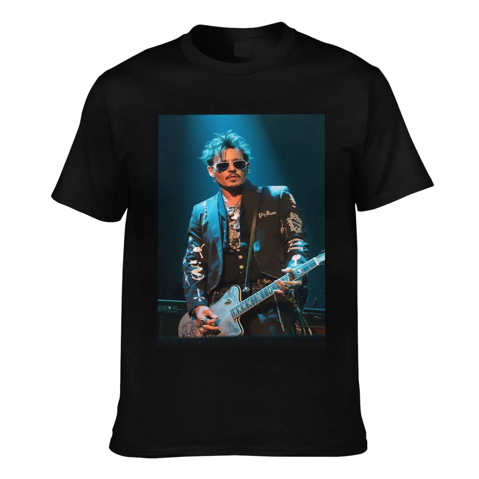 Viplili Unisex Black Johnny Actor Depp T-Shirt Stars Graphic Tees Shirt Print Crewneck Tops Short Sleeve T-Shirt For Men, Women, 8 Sizes