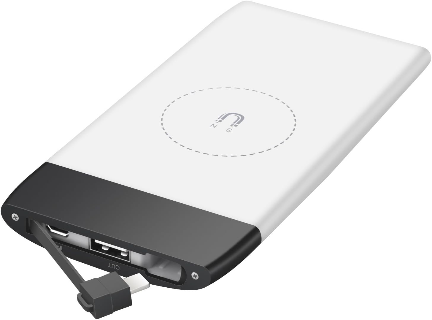 Universal Magnetic Mount 7000mAh External Battery Charger, Portable Travel Charger Power Bank with Built-in Lightning & Micro USB 2-in-1 Cable for iPhone & Android