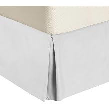 Royal Tradition Solid 300 Thread Count, 100-Percent Cotton Queen Pleated Tailored with 15-Inch Drop and Split Corners Bed Skirt, White