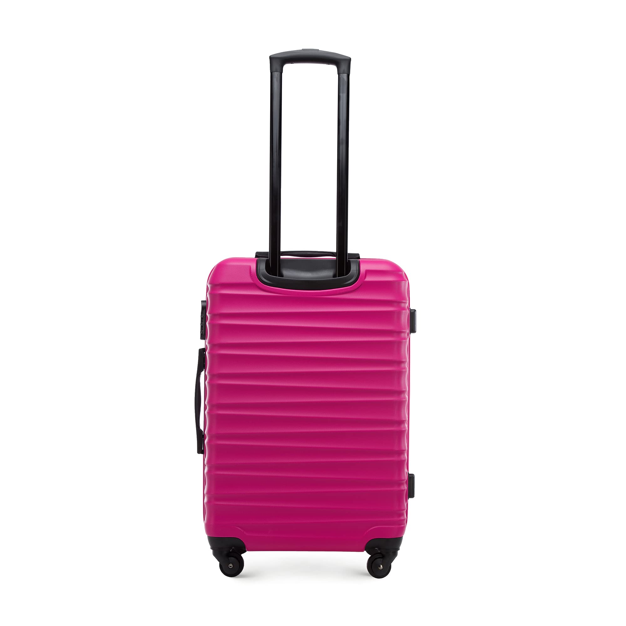 WITTCHEN Valigia da viaggio Bagaglio a mano Valigia da cabina Valigia rigida in ABS con 4 ruote girevoli Serratura a combinazione Maniglia telescopica GROOVE Line Set di 4 valigie Rosa