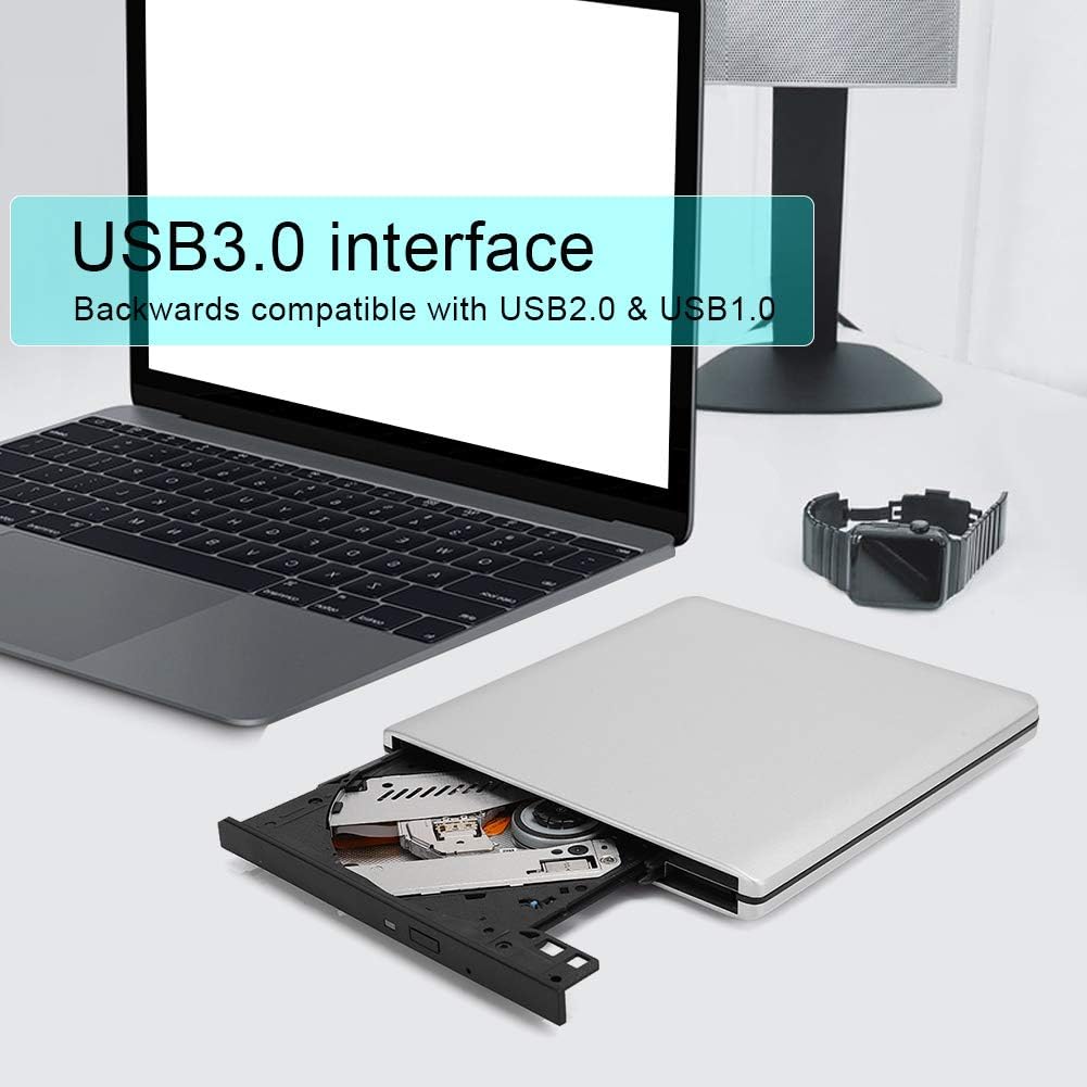 Authentic Crazy Deals Richer-R External CD DVD Drive, USB3.0 3D 4K Blu-Ray External Optical Drive DVD Burner Desktop Laptop Accessory for Windows8 / Vista / 7/8.1/10 / Linux/iOS System