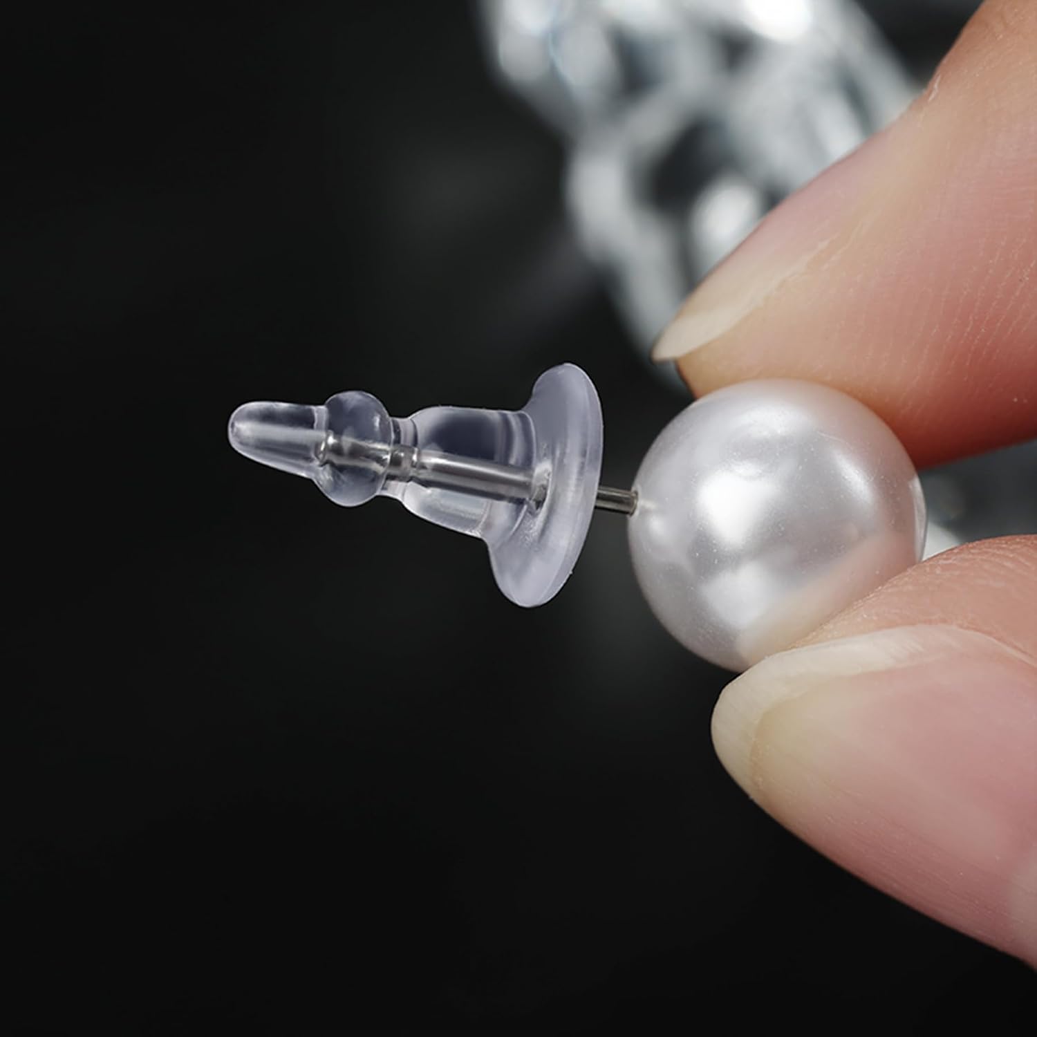 50 Pcs Clear Silicone Earring Backs, Hypoallergenic Non-Slip Stoppers for Sensitive Ears, Universal Fit for Studs, Posts, Hoops & Fishhooks