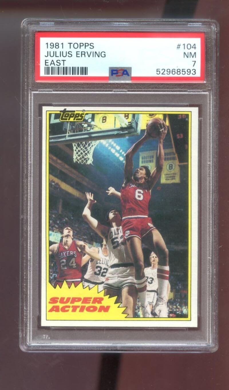 1981-82 Topps #104 Julius Erving Dr. J. PSA 7 Graded Basketball Card NBA Super Action SA East Philadelphia 76ers 1981-1982 81-82