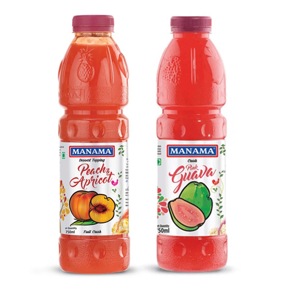 Manama Peach and Apricot Crush and Pink Guava Crush | 750ML Each | Topping for Cakes, Pies and Shakes | Pack of 2-image-9