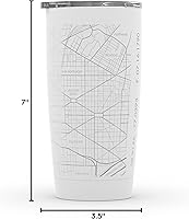 Vista 4 de Well Told Vaso de café aislado con mapa de Washington DC grabado, taza de acero inoxidable grabada (20 onzas, blanco) con aislamiento de mapa