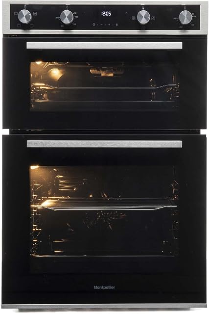 Montpellier DO3570IB 60cm Black Built In Double Electric Fan Oven
