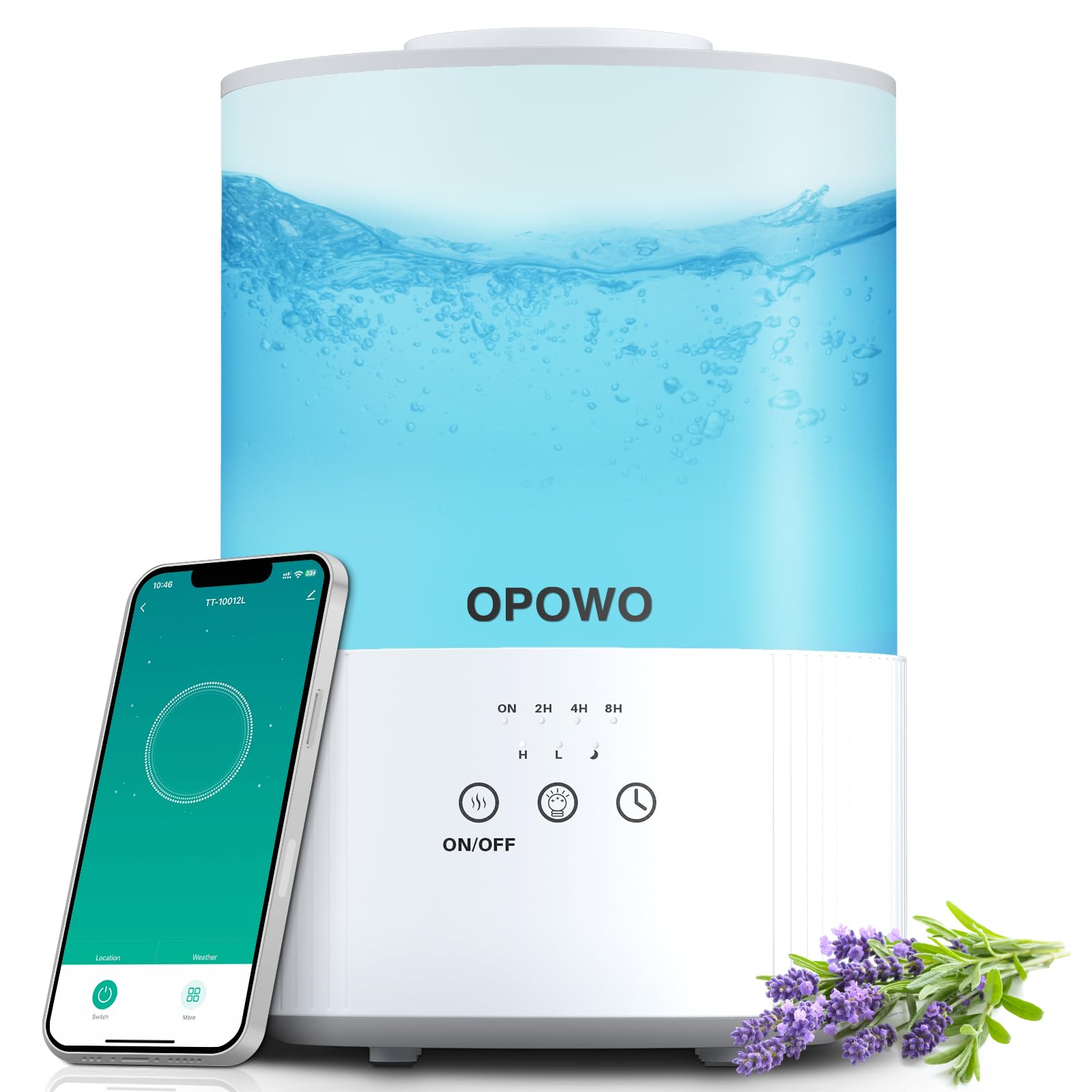 Humidifiers for Bedroom Large Room, 2.5L Cool Mist Humidifiers for Baby Plants, Top Fill Air Humidifier for Home with Night Lights, Smart Wifi App Control, 38H Max Runtime, Timer, Sleep Mode