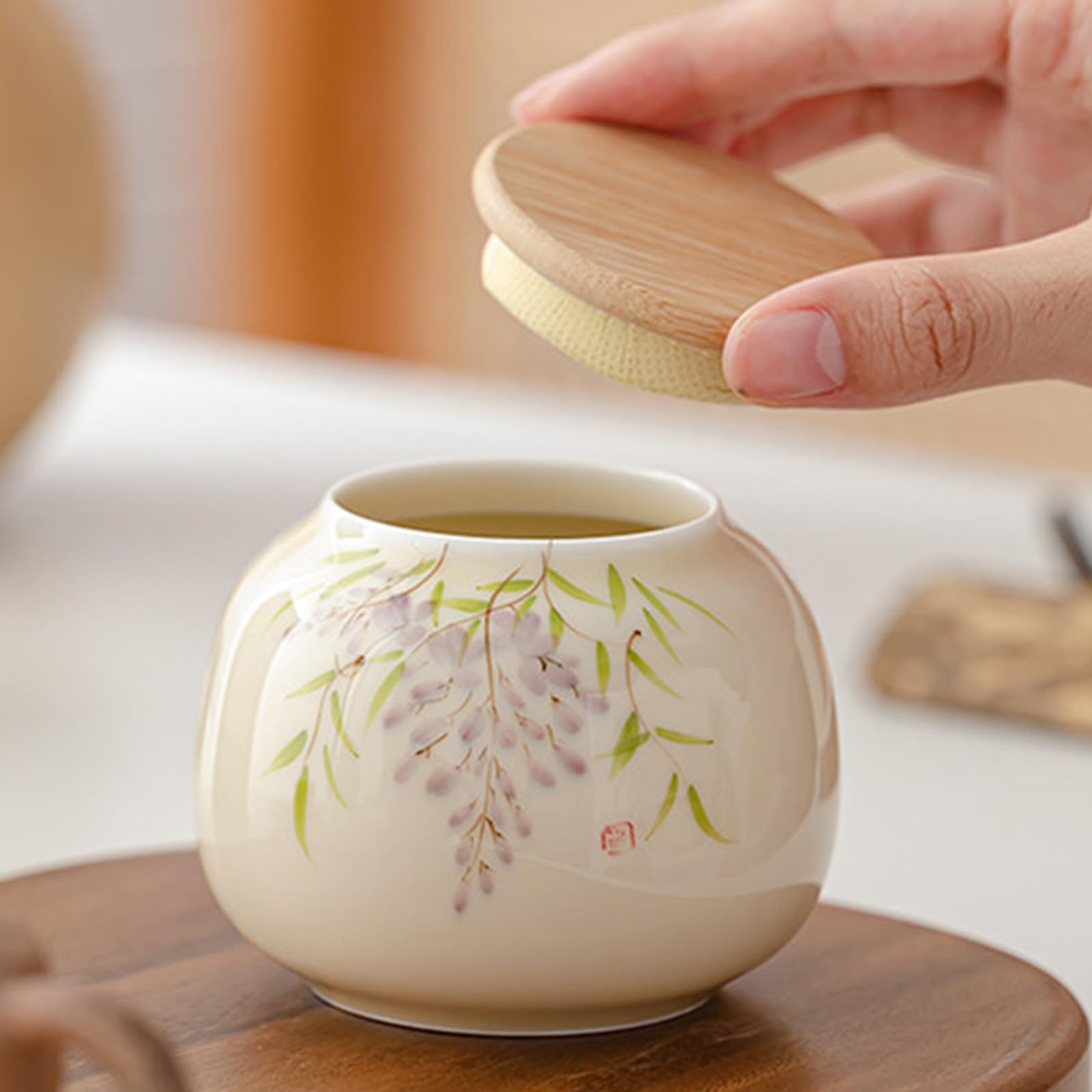 UpGBRF Ceramic Bottle Porcelain Tea Ceramic 250Ml Ceramic Jar Countertop Container for Sugar Tea Coffee 8Oz,H