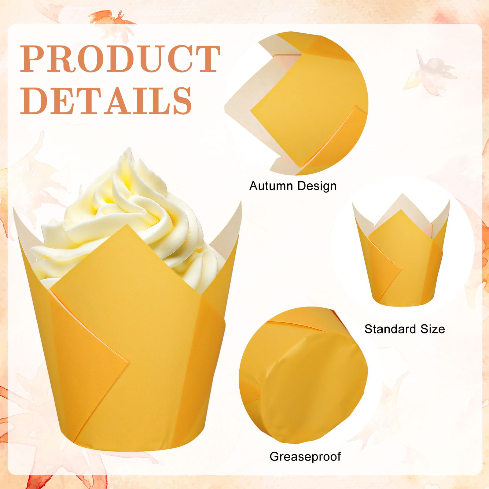 Whaline 120 Stück Papier-Backförmchen – Cupcake- & Muffinförmchen Mit Gewelltem Rand, Farbverlauf Orange Für Herbst, Party & Erntedankfest