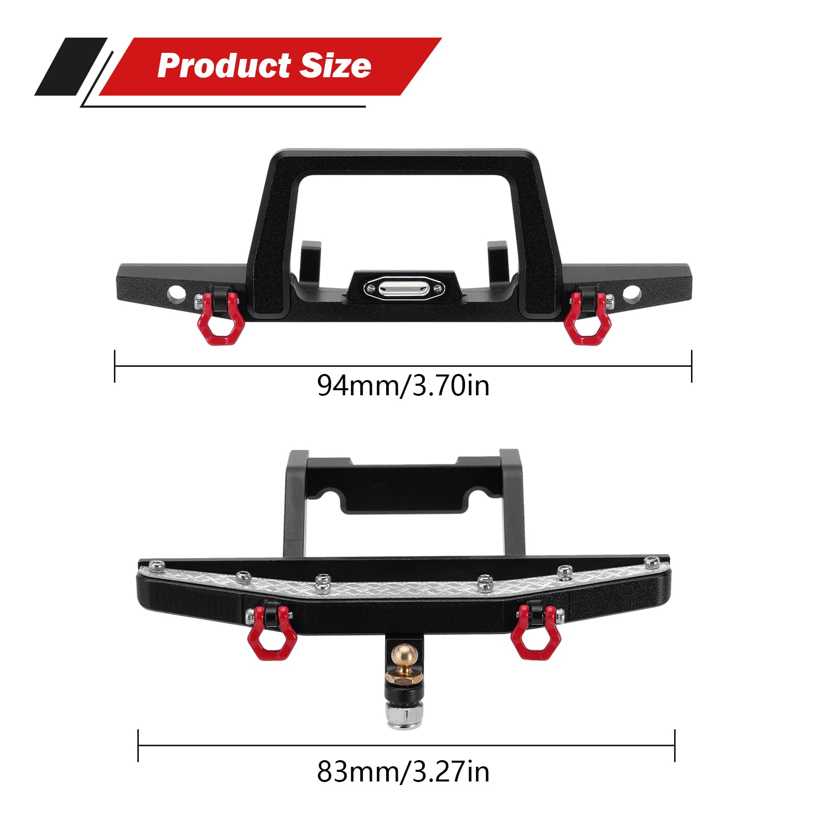 INJORA Fronte Posteriore Paraurti 1/18 per TRX4M Defender Upgrade RC Crawler (Posteriore Anteriore)