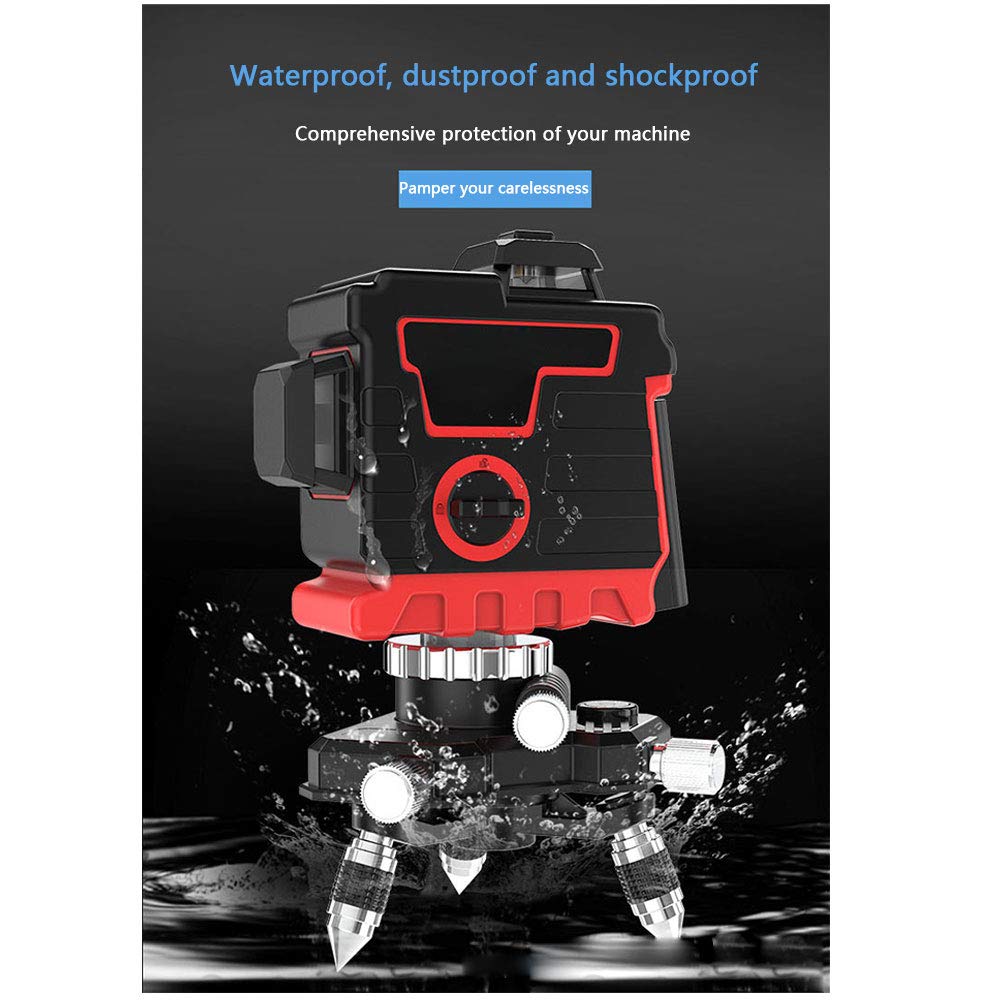 Livella Laser autolivellante, Livella laser 12 linee livella a bolla 3D livella a 360 gradi orizzontale e verticale croce super potente livello laser verde per Esterni da Appendere,C