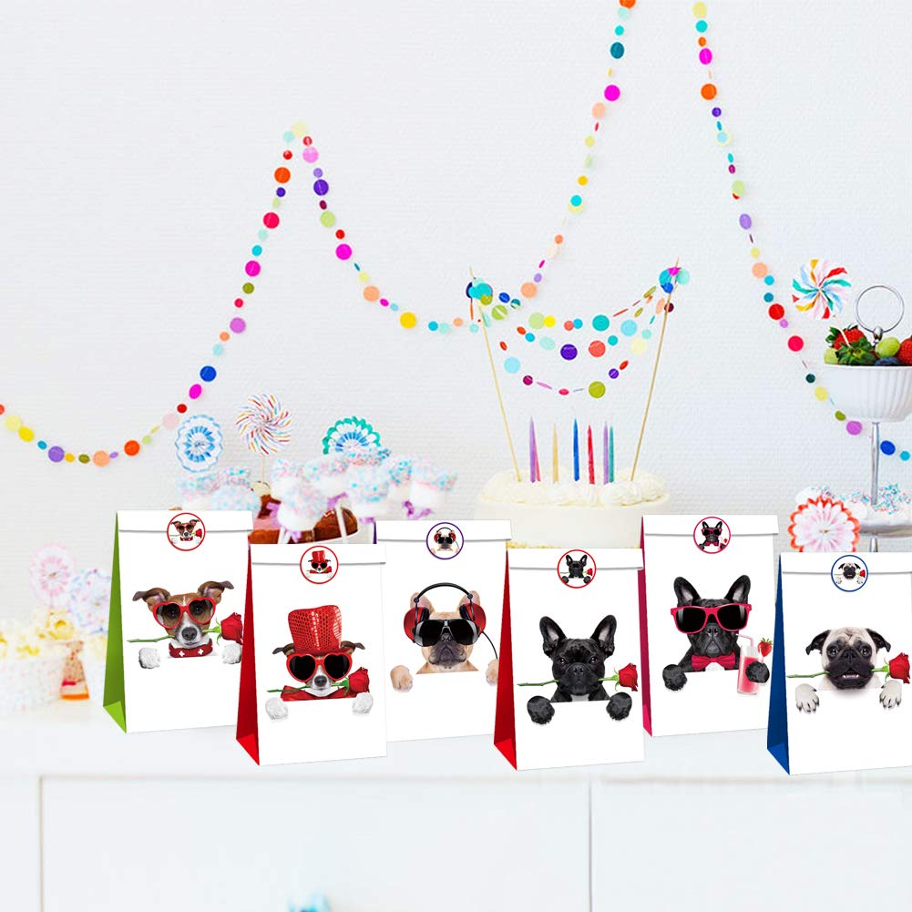 12 Sacchetti Regalo A Tema Cane In Carta Kraft Con Adesivi, Perfetti Per Feste Di Compleanno E Bomboniere - 5