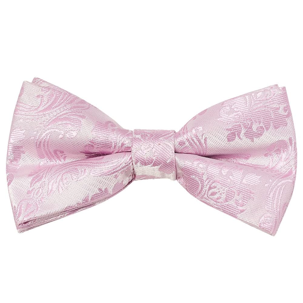 TIES R US Pre Tied Light Dusty Pink Paisley Boys Bow Tie Age 8-11