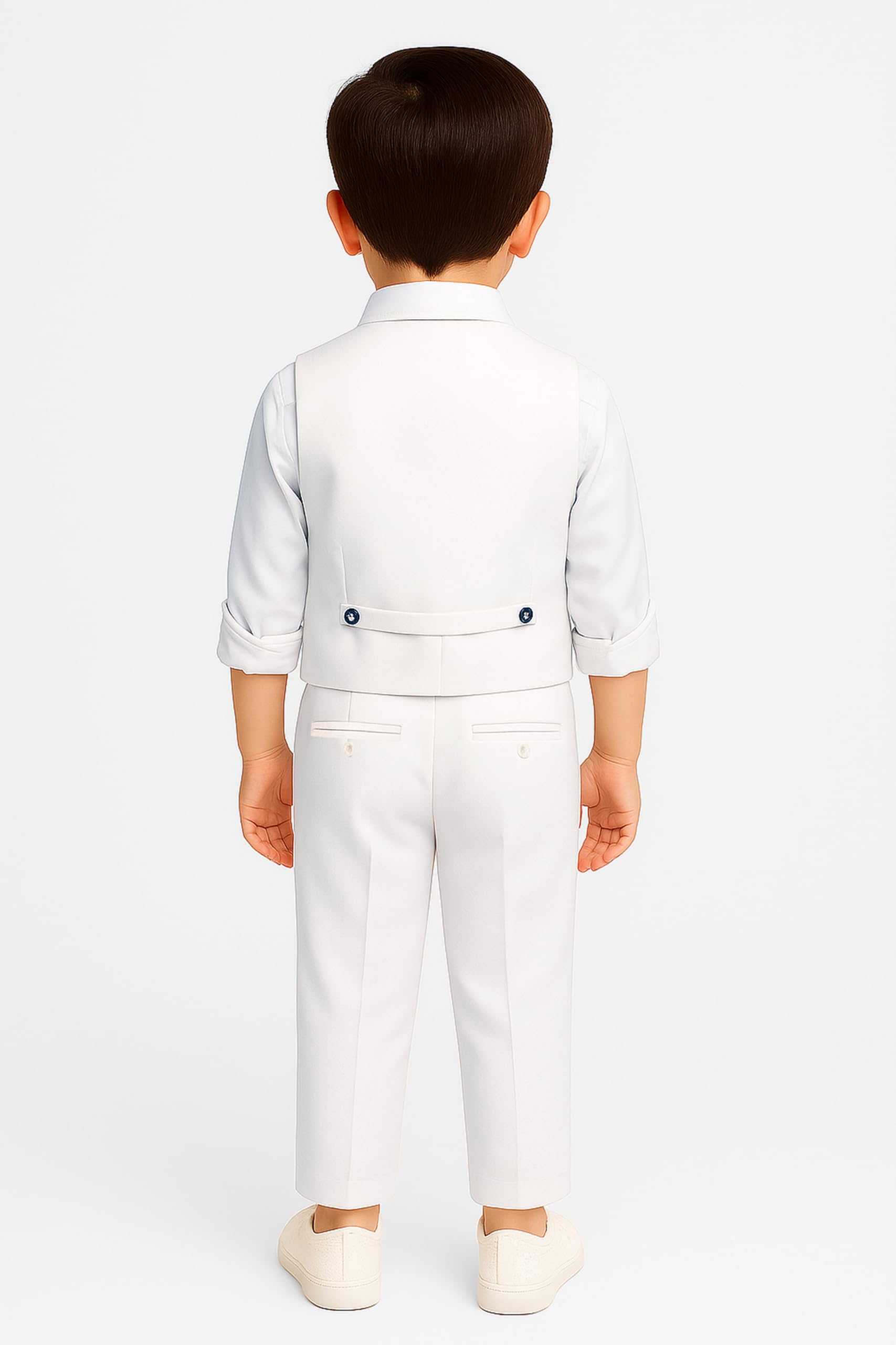 Conjunto de chaleco de comunión para bautizo, traje de bautizo, blanco, algodón, lino, 3 piezas, para bebés y niños