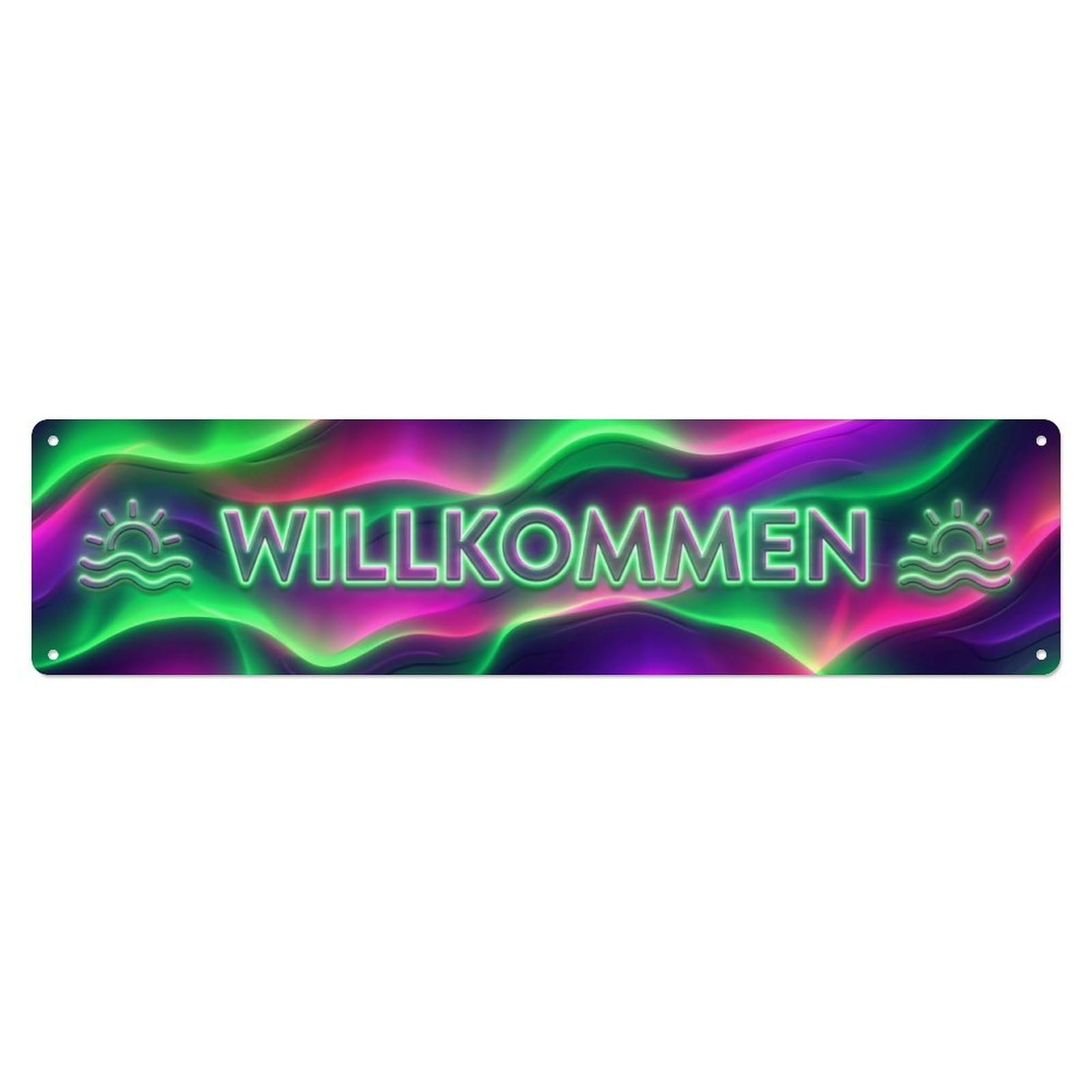 Neon Aurora Wave Light Welcome Metal Tin Sign