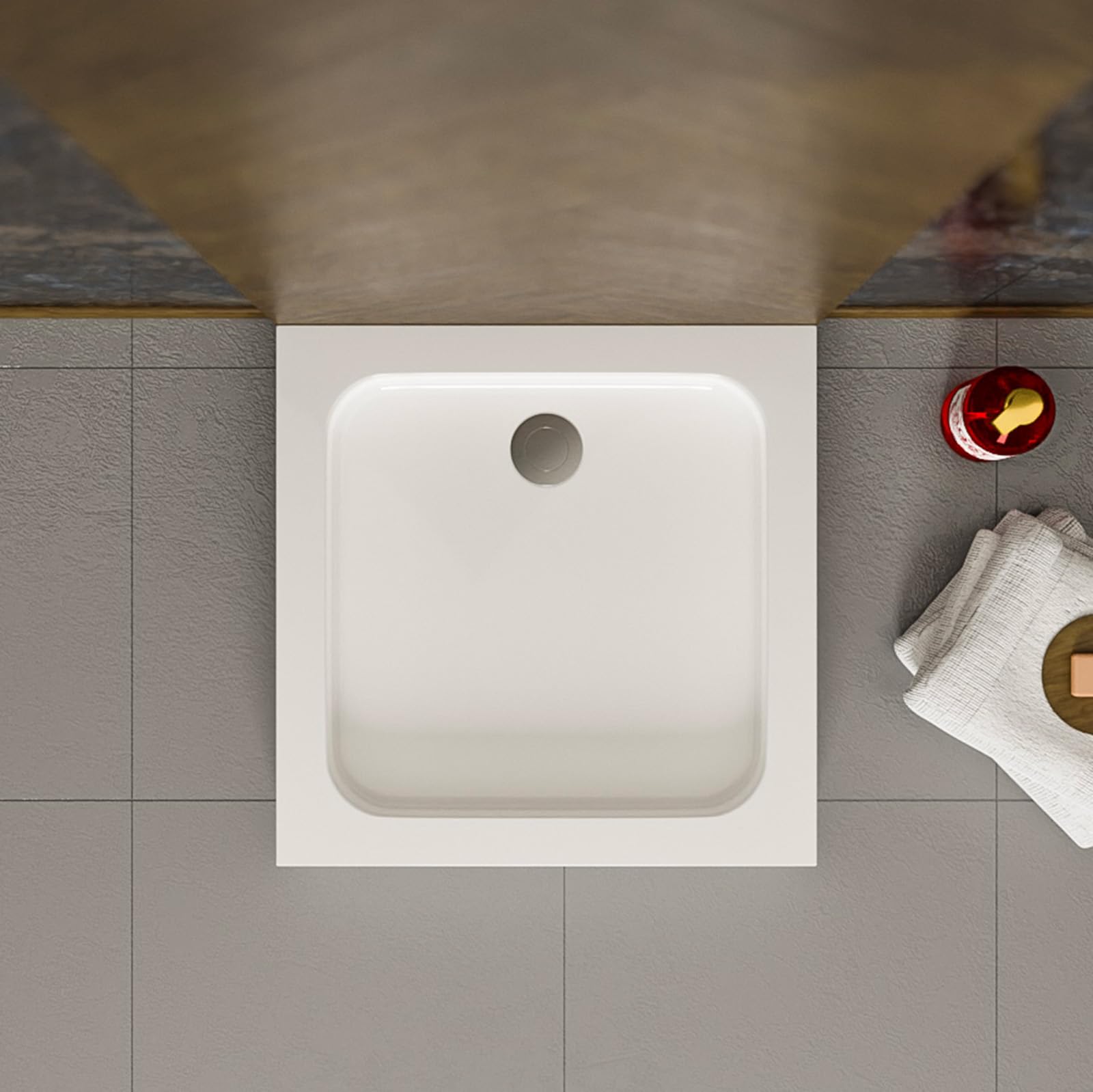 ECOLAM Receveur de douche carré Tim 90x90 x 15 cm | profondeur 5 cm | siphon et silicone | Receveur de douche blanc | acrylique sanitaire