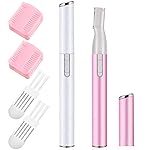 Chumia 2 Pcs Electric Eyebrow Trimmer Women Precision Face Razors Mini Shaver with Comb Christmas Women Gift Battery Operated Personal Epilator for Face Neck Fuzz Lips Leg(White, Pink)