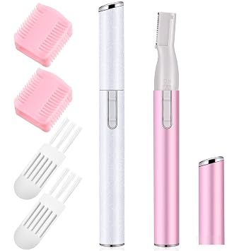 Chumia 2 Pcs Eyebrow Trimmer Face Shaver for Women, White, Pink