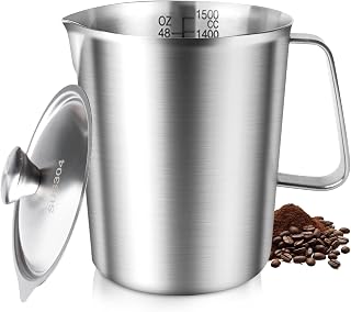 Edelstahl Messbecher 1500ml, Messbecher, Milchkännchen, 304 Edelstahl, Mit Deckel, Milchkännchen Für Zuhause Küche Restaurant Bar Teeladen Café Treffpunkt
