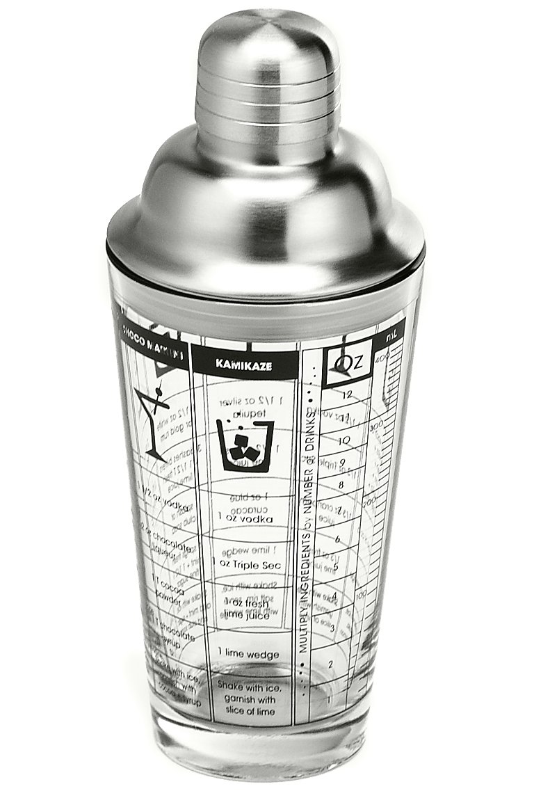 Outset B327 Cocktail Shaker, Glass and Stainless Steel, 12-Ounce