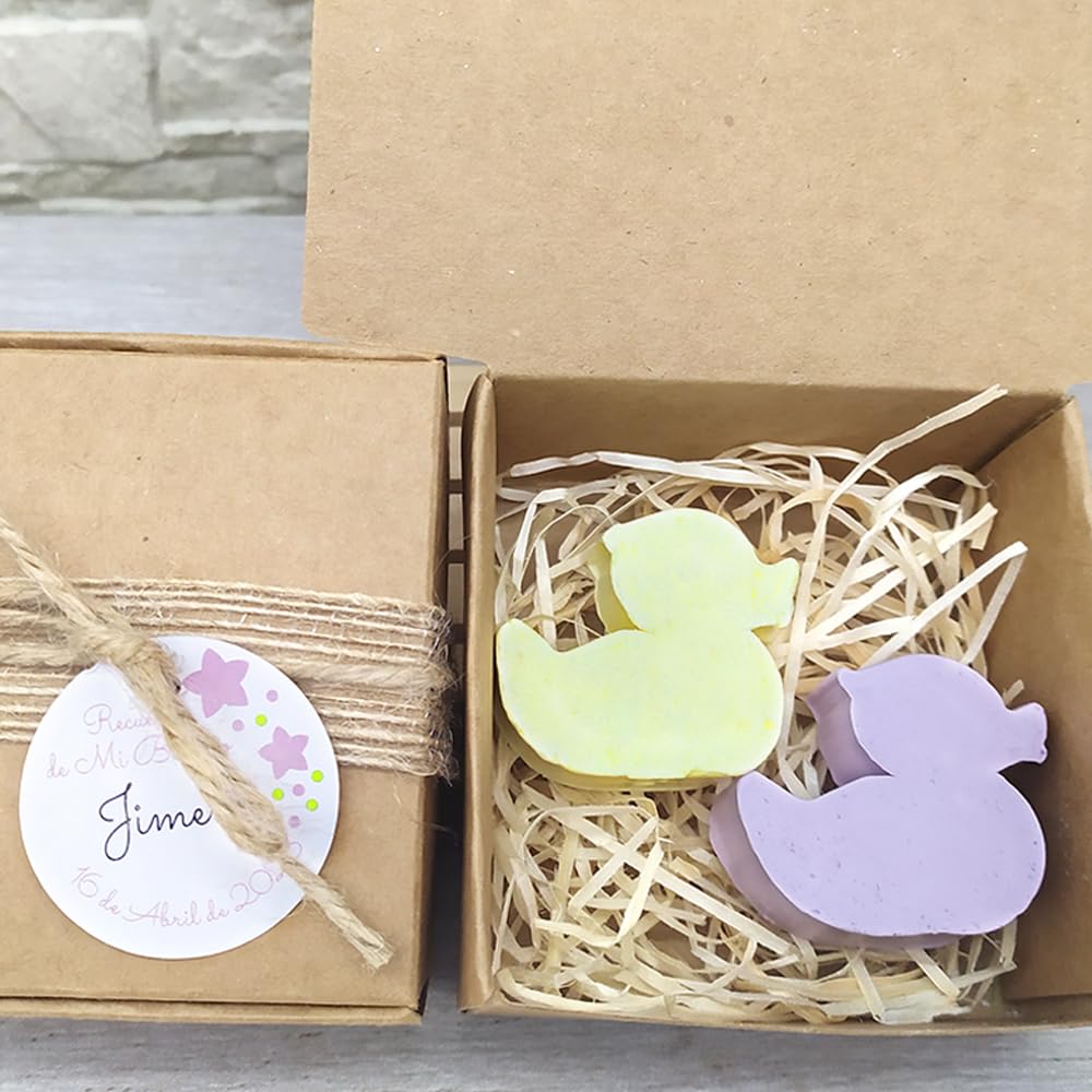 Pack ahorro 100 uds. jabones aromáticos con forma de patito - Detalle para eventos - Regalo original para invitados - Boda, bautizo, comunión - Jabón glicerina con aroma a Pomelo
