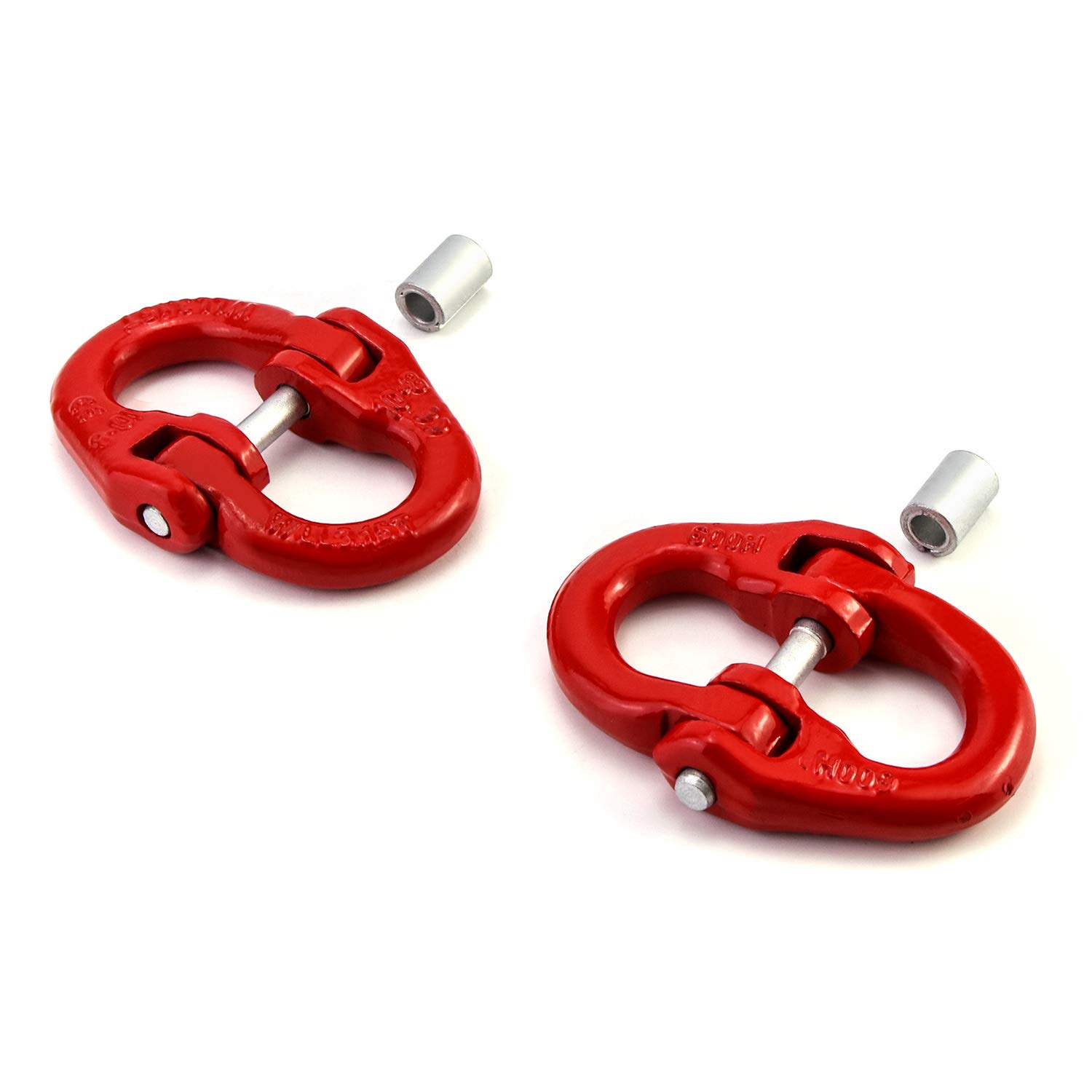 QWORK G80 Alloy Steel Coupling Link, 2 Pack, 3/8" Hammer Lock Chain Connector, 7100 lbs Working Load Limit, Red - Image 7
