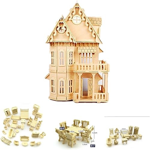 Miniatura 1 de NWFashion Casa de muñecas de ensueño de madera de 17 pulgadas, 2 pisos con muebles, kits de bricolaje para fiesta de Navidad (juegos de muebles