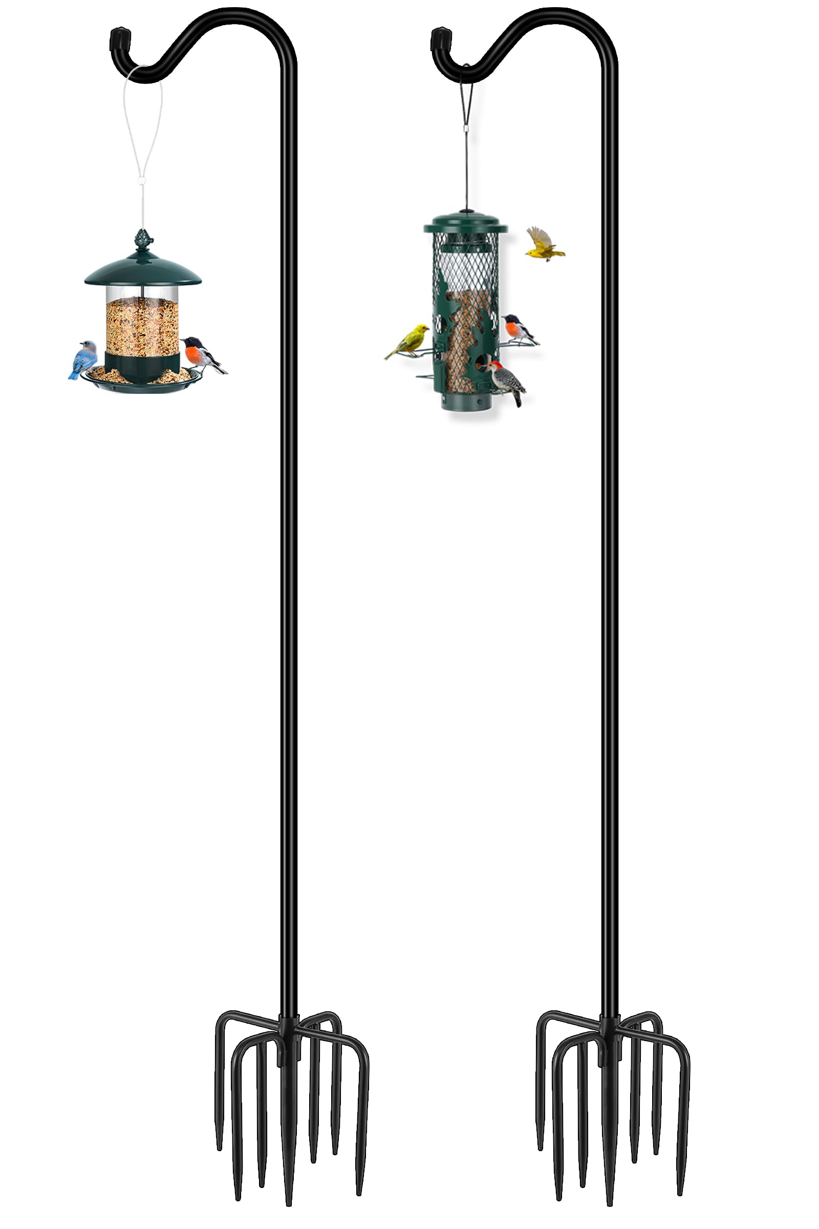 Gtongoko 108in Heavy Duty Shepherd Hook for Outdoor, 7-Prong Base, 2 Pack