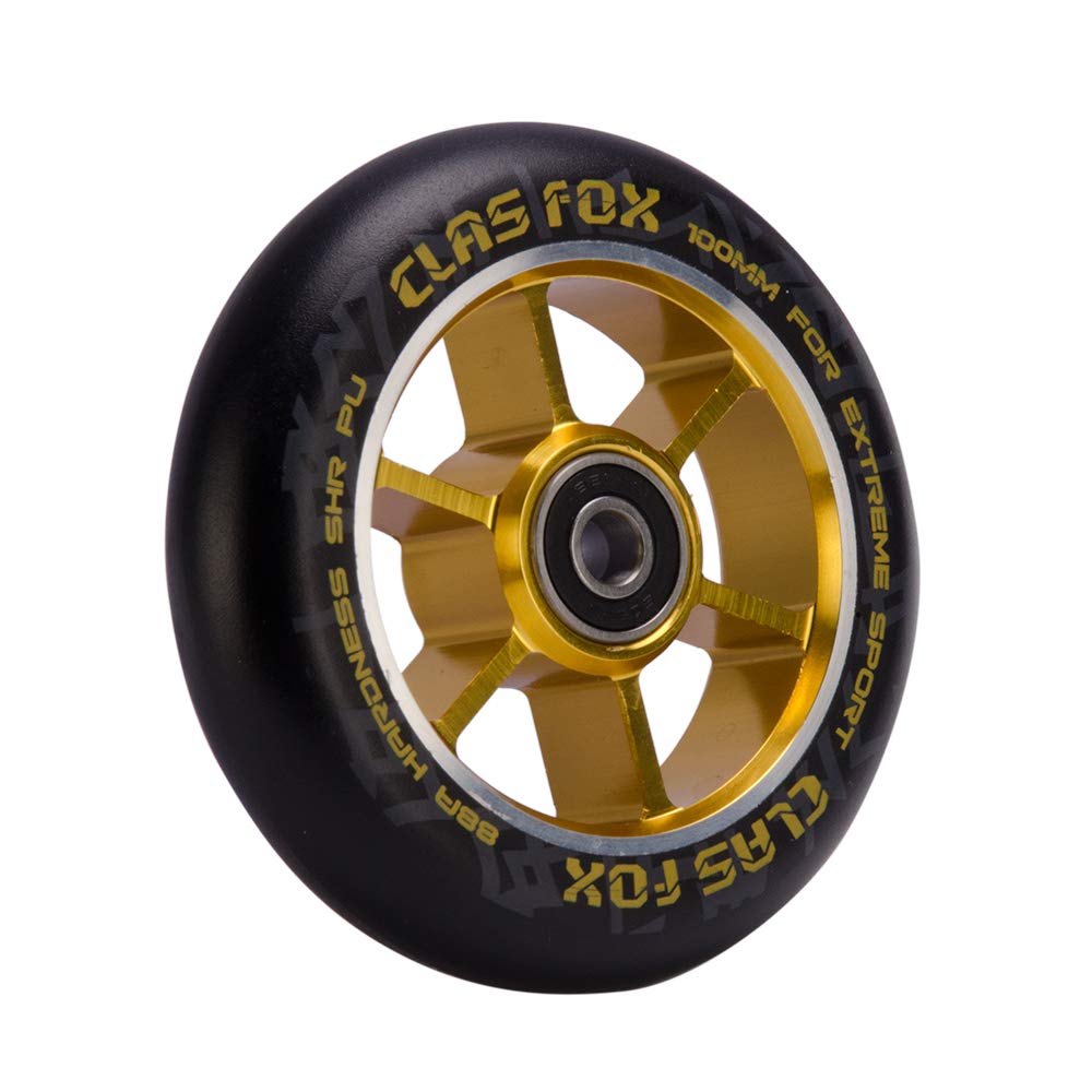 Pro Stunt Scooter Ruote 100 mm Coppia con cuscinetti ABEC-9 CNC, nucleo in metallo (2 pezzi), Oro
