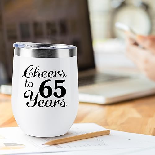 Miniatura 7 de Regalos de boda de 65 aniversario para parejas, regalos de matrimonio de 65 años para esposa, marido, padres, abuelos, paquete de 2 vasos de vino de