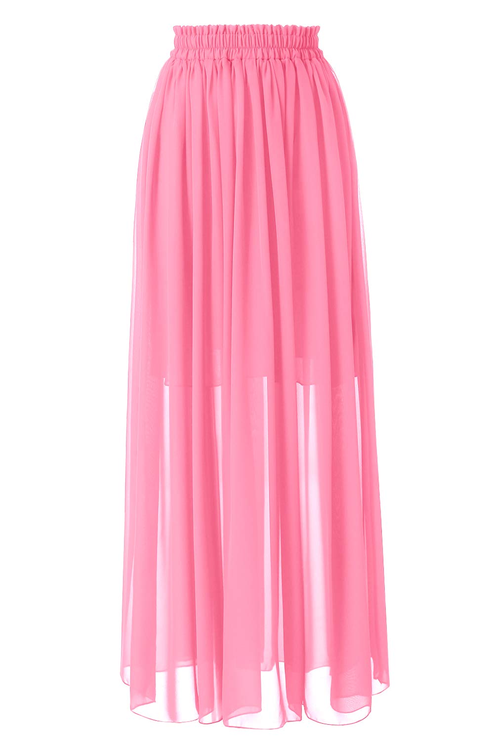 Topdress Women's Chiffon Skirts Elastic High Waist Tea Length A-line Ruffle Beach Skirts