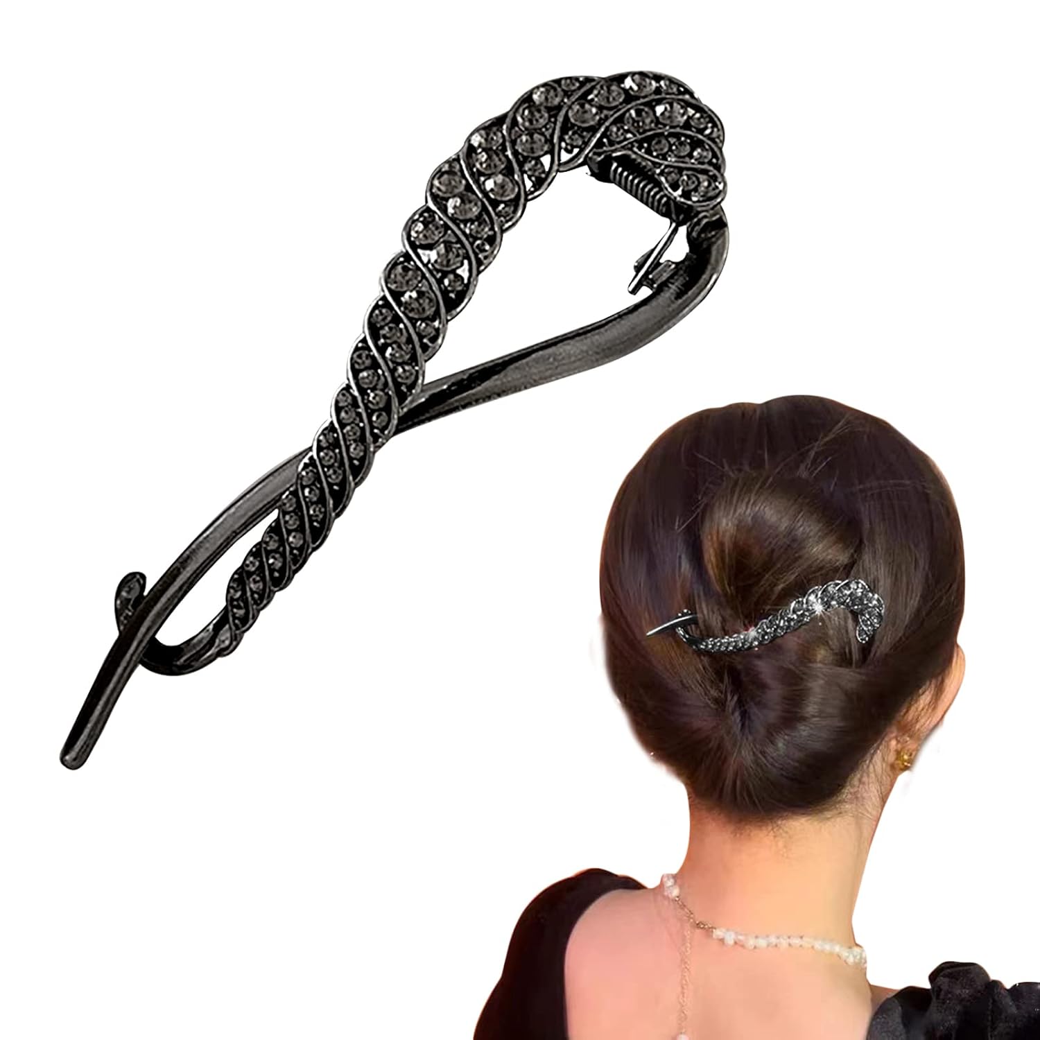 Metal Hair Clips Rhinestone One Word Hair Clips French