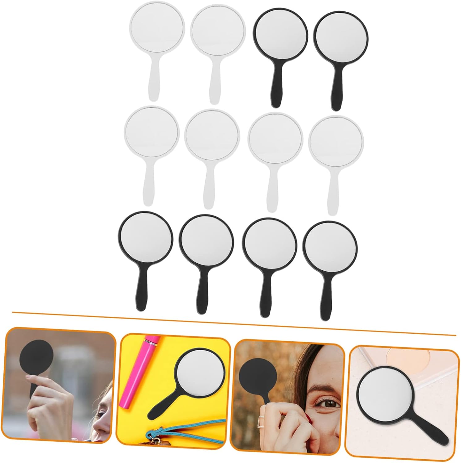 25pcs Round Handheld Makeup Mirrors Compact Travel Cosmetic Mirrors with Stylish Handle for Easy Carrying and High-Definition Reflection for Makeup The Go