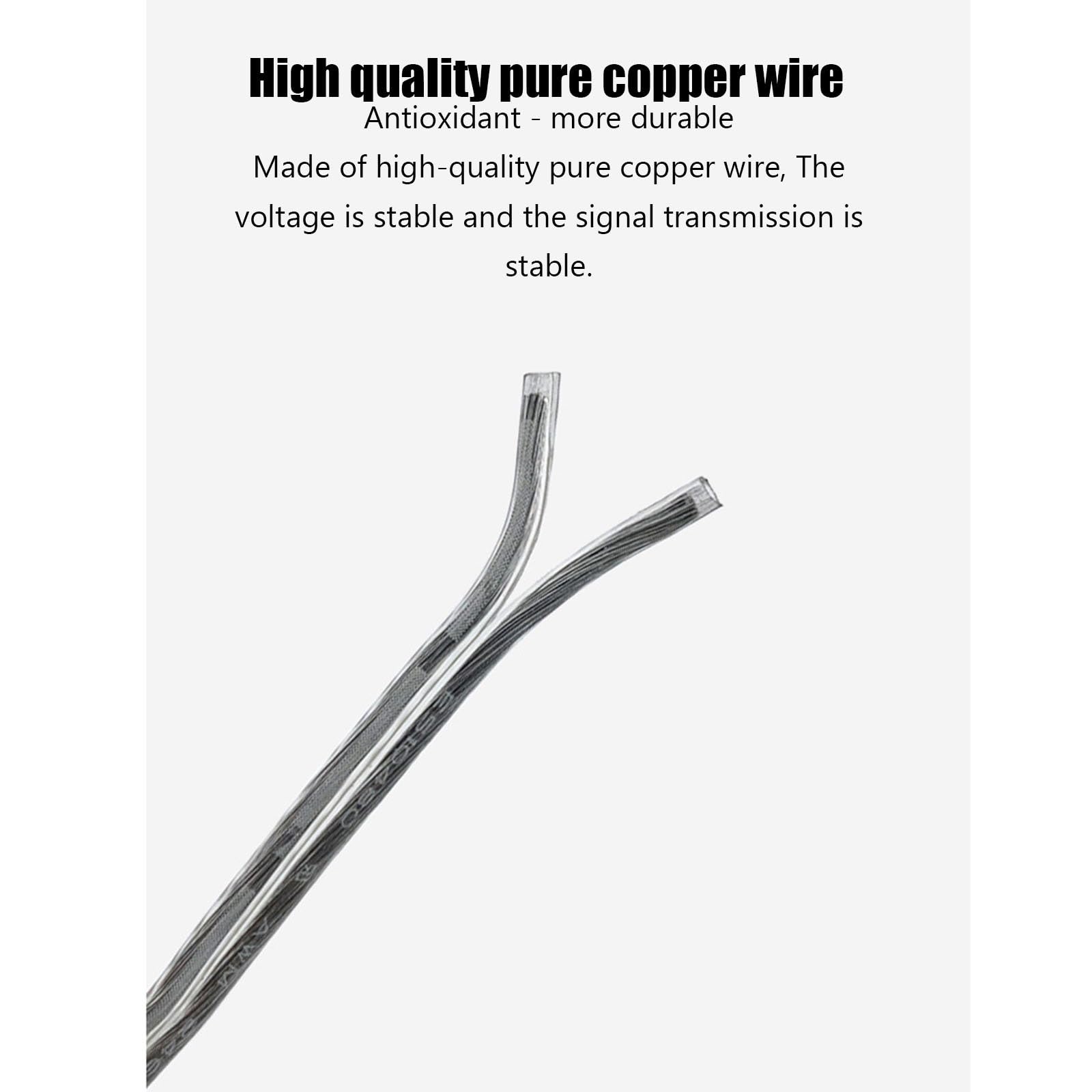 Cavo Elettrico Trasparente In Rame Stagnato, Certificato UL, 18/20/22/24/26/28 AWG, 300V, Doppio Cavo Elettronico Parallelo, Adatto Per Insegne LED E Cavi Di Alimentazione(33ft,24AWG)