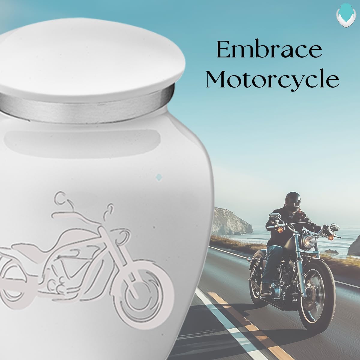 Geturns Embrace Keepsake Motorbike Cremation Urns for Human Ashes I White Funeral Urn for Men and Women I 3.5 lbs