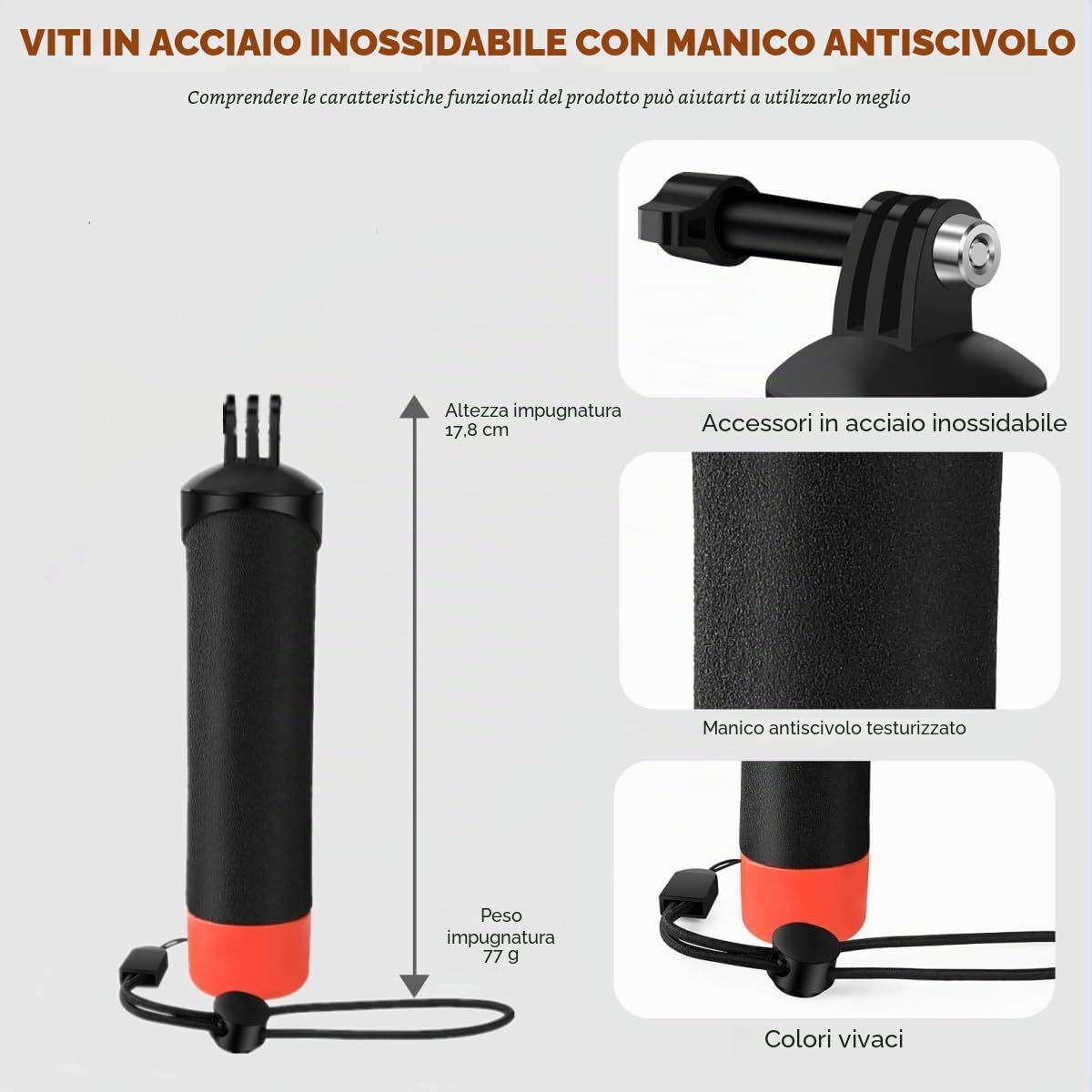 Custodia impermeabile e impugnatura galleggiante compatibile con Insta360 Ace Pro, custodia protettiva subacquea con accessori per staffa