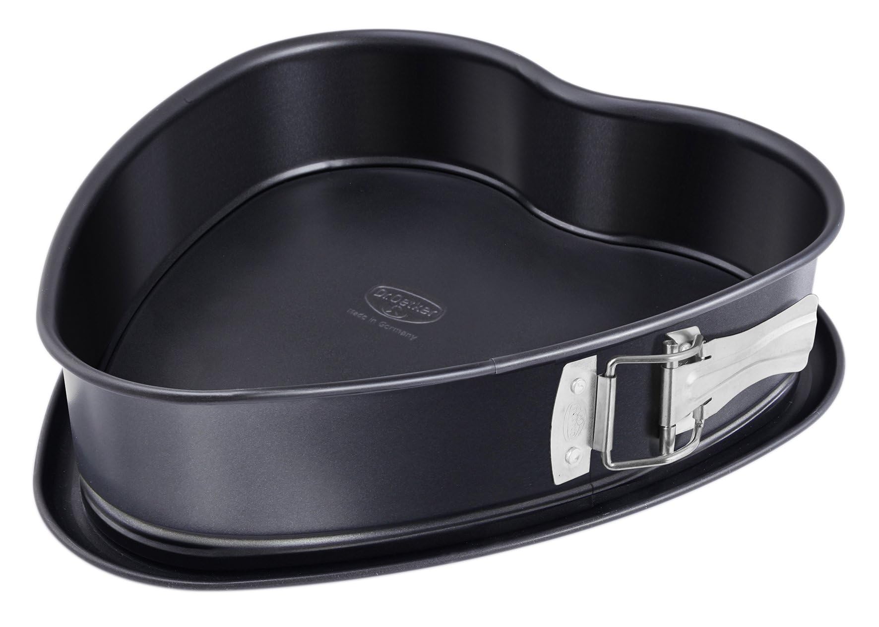 Dr. Oetker Herz-Springform mit Auslaufschutzboden Ø 25 cm, Kuchenform mit Flachboden, herzförmige & auslaufsichere Backform aus Stahl mit Antihaftbeschichtung, Menge: 1 Stück