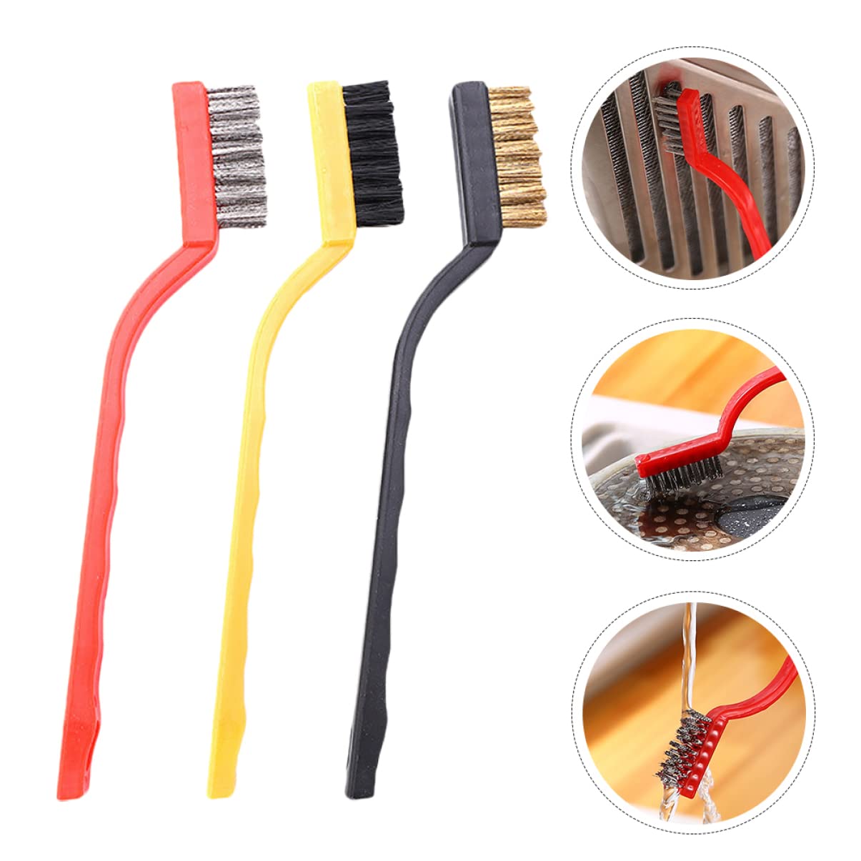 CONNECTION Spazzola Etallica In Ottone Con Anico In Legno, Set Di 4 - Foto 3