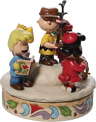Miniatura 5 de Enesco Peanuts by Jim Shore The Gang Caroling Around The Gang - Figura giratoria a mano, 6.5 pulgadas, multicolor, rojo