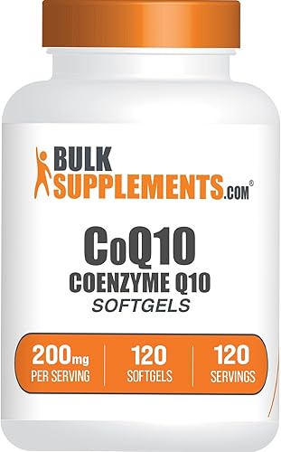 BulkSupplements. com CoQ10 200mg cápsulas blandas - para la salud del corazón, suplemento de coenzima Q10 200 mg, sin gluten, 1 cápsula blanda por