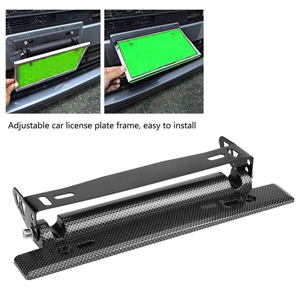 Soporte De La Placa De La Matrícula De Automóvil, Soporte De Marco De Placa De Fibra De Carbono Universal Durante Largo Durabilidad Impermeable Ajustable Para Auto