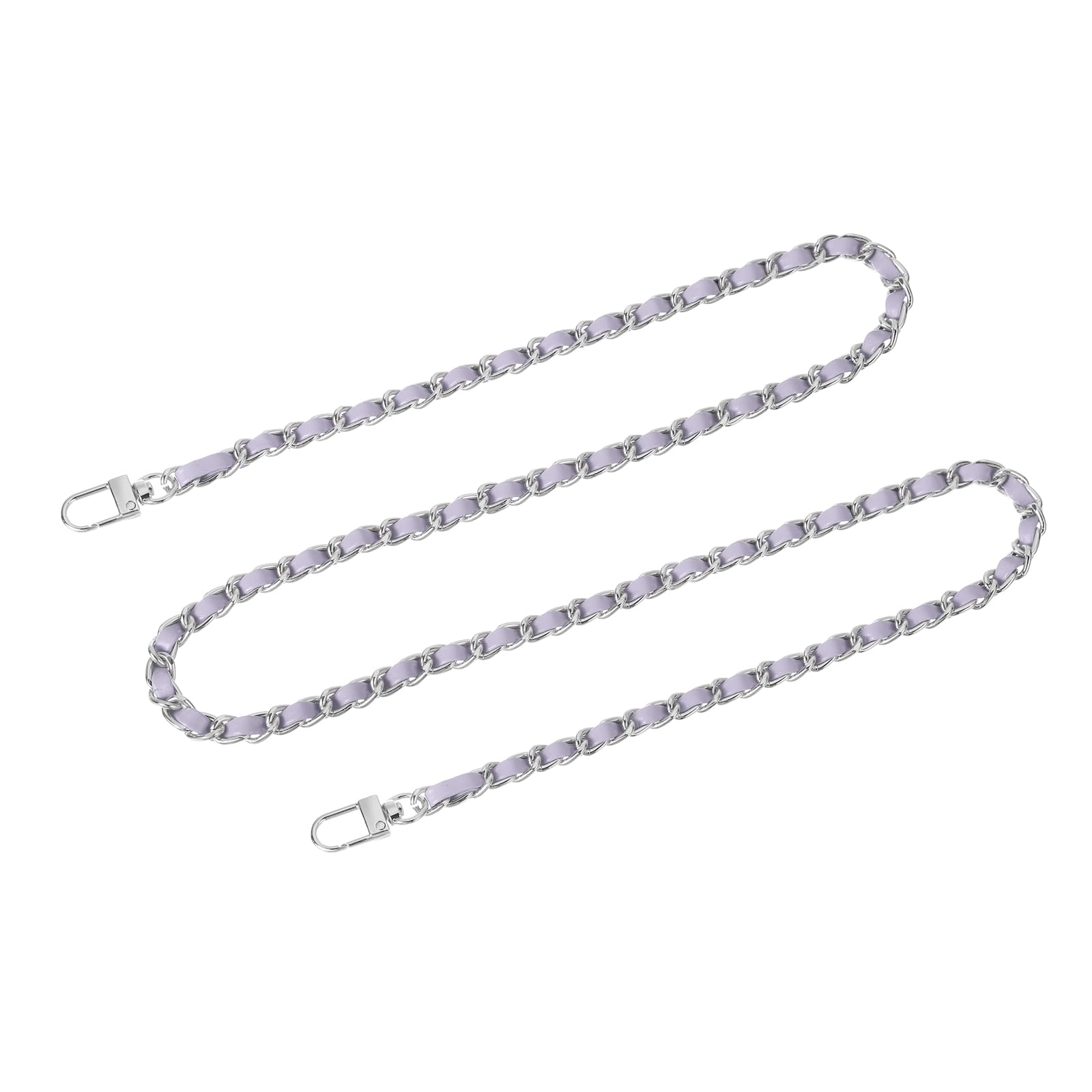 QUARKZMAN Taschenkette Geldbörse Kettenriemen, 120cm Taschenriemen Handtaschenketten mit Metallschnallen für Schulter Crossbody Taschen Umhängetasche Ersatzriemen(Lila Riemen + Silberkette)