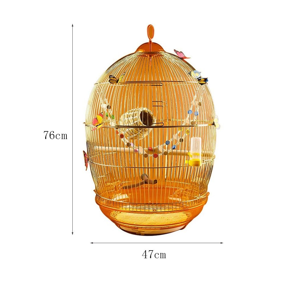 Klatka dla ptaków Złota klatka dla ptaków w stylu retro, duża metalowa, wisząca, papugi, wróble jawajskie, papugi faliste, nimfy Dom dla zwierząt