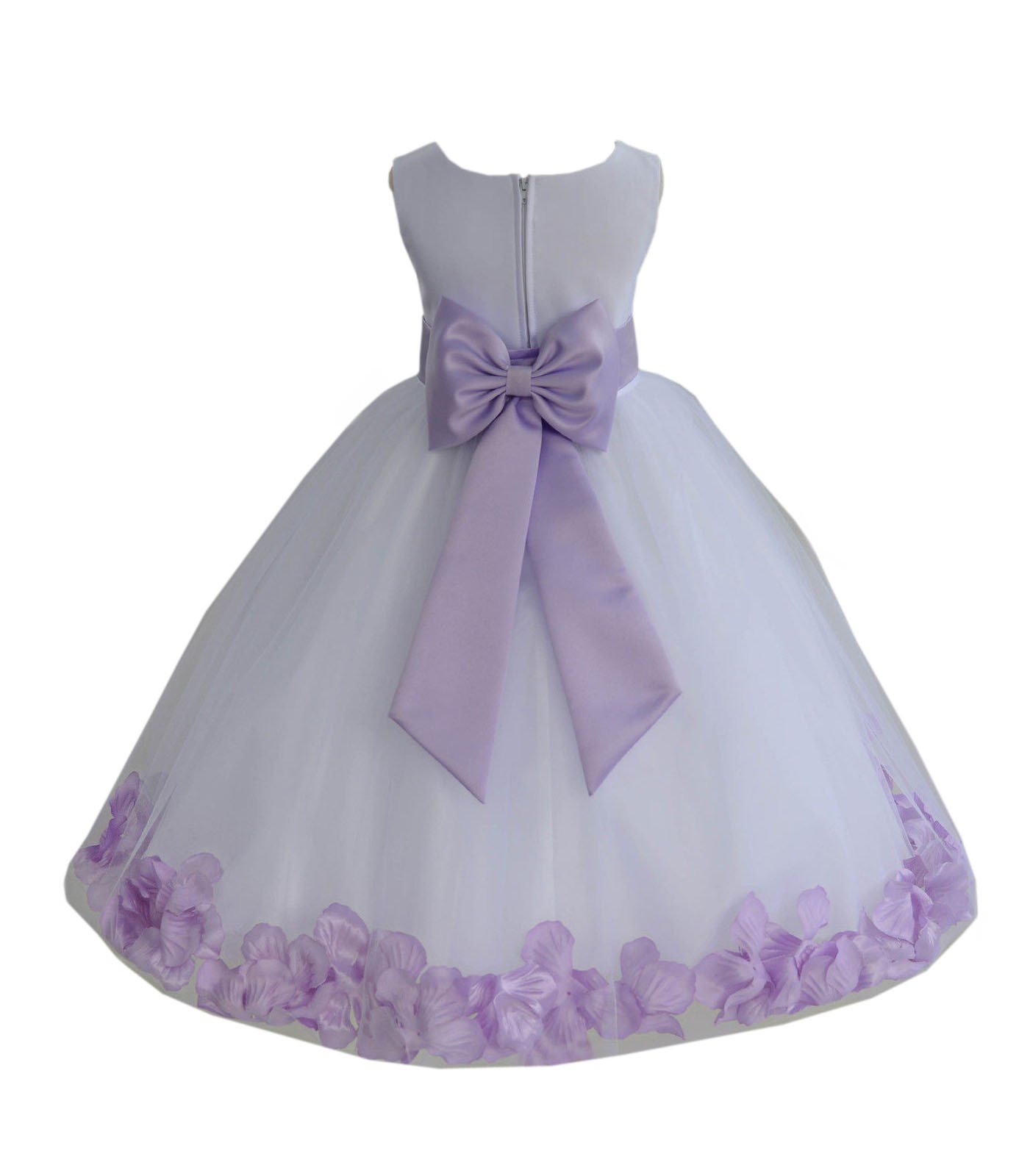 White Tulle Rose Petals Flower Girl Dress Tulle Dress Christening Dress 302T 12