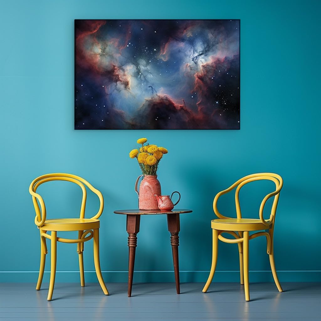 Canvas for Living room. A Nebula's Tapestry in the Cosmic Expanse: Where Serenity Meets the Stars, 27 x 18 inch Canvas Wall Art - Contemporary Masterpieces - Space Wall Decor - 69x46 cm (27x18 inch)