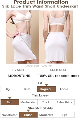 Miniatura 3 de Vestido corto de seda para mujer con ribete de encaje, cintura corta, anti adherencia, sin costuras, para debajo del vestido