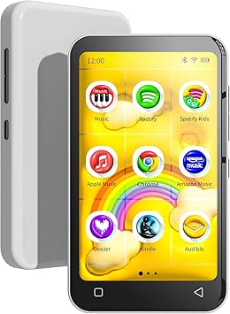 80GB Kids MP3 Player with Bluetooth and WiFi, Parental Controls, Pre-Installed Spotify, Spotify Kids, Audible, TIMMKOO 4" MP4 Player Up to 1TB (White)