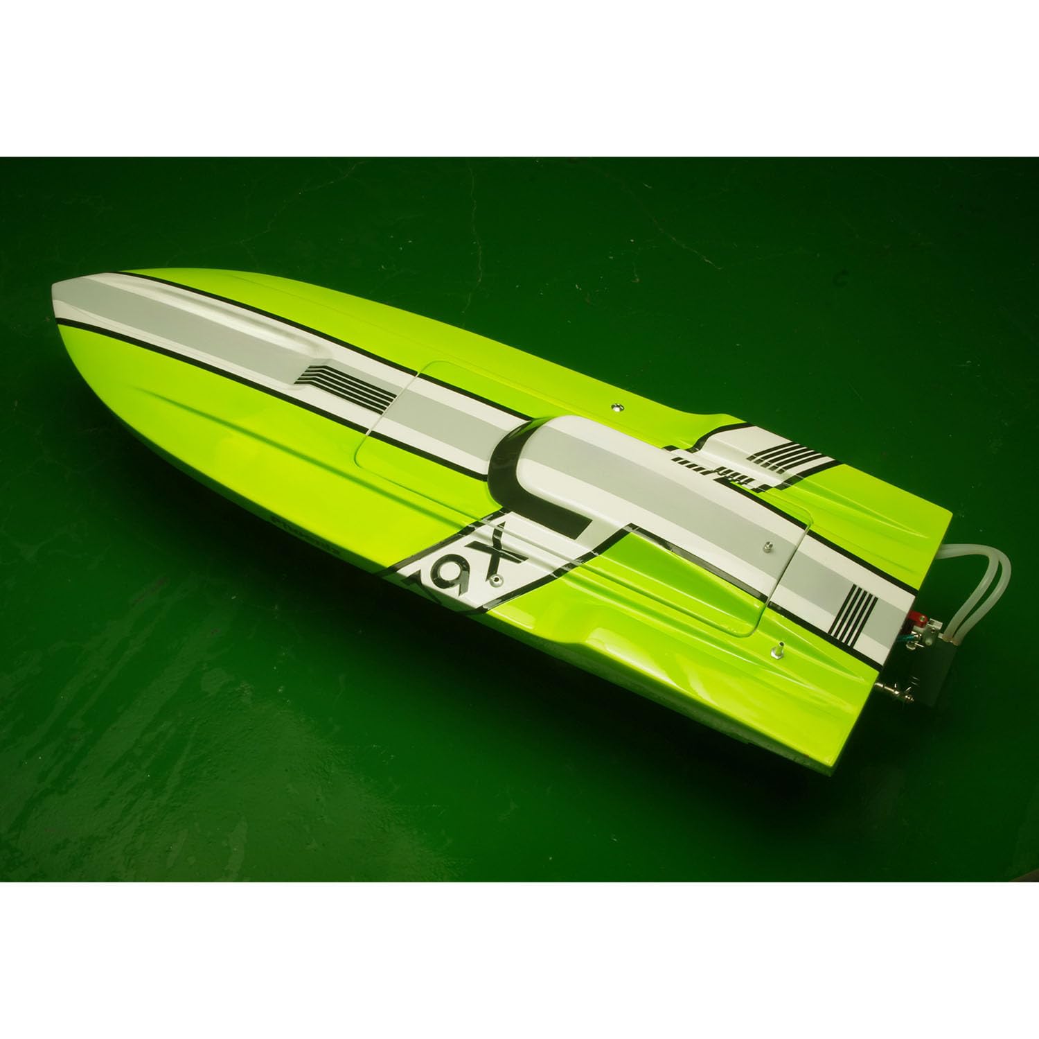 wheelfun Barche da corsa in fibra di vetro DTRC telecomando ad alta velocità X79 RC motoscafo elettrico modello di nave giocattolo dipinto Hobby Grade Model (verde)