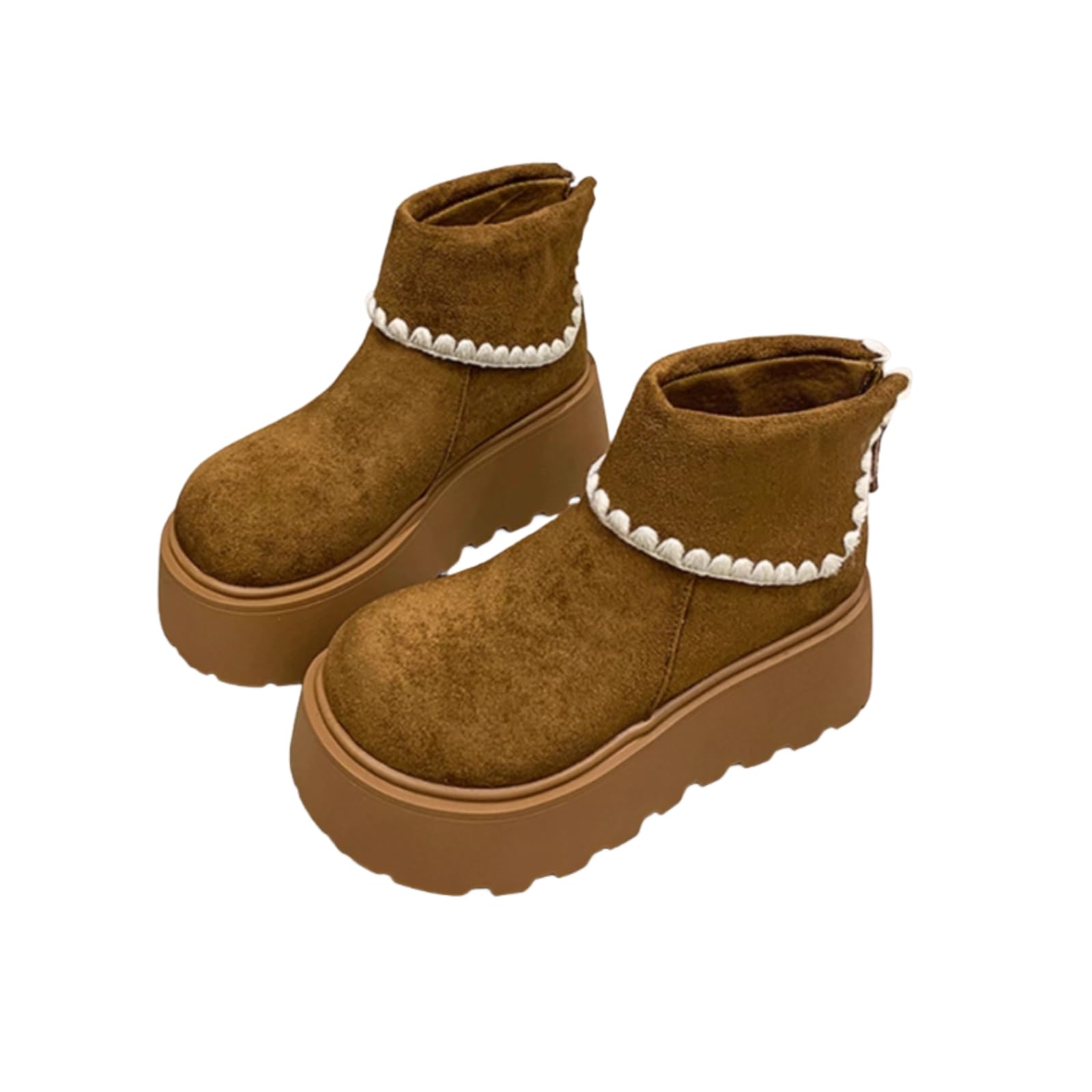 ZQW Womens Winter Snow Boots Cute Suede Ankle Booties Chunky Platform Wedge Shoes Comfort Soft Warm Height Boost