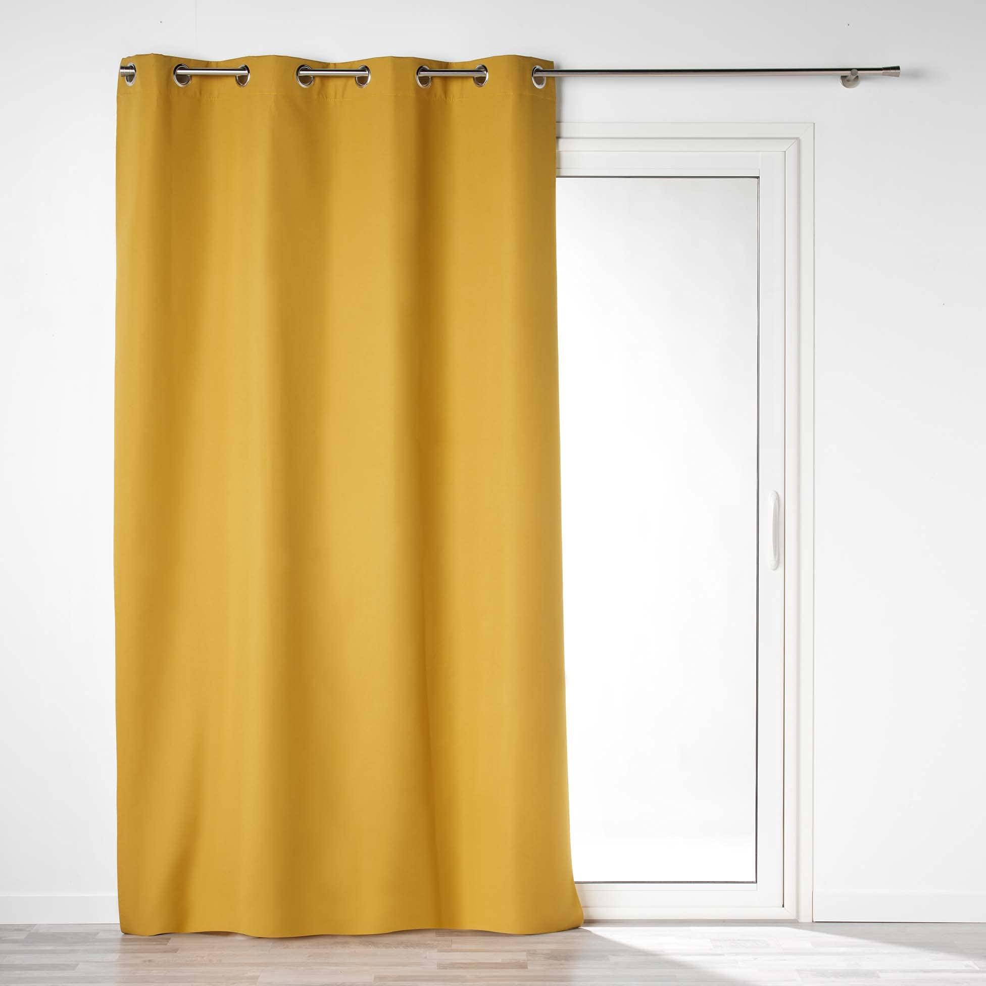 Lot de 2 Rideaux occultant Double Face 140 x 260 cm 100% Microfibre Obscure Jaune